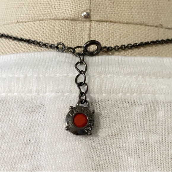 RARE Les Néréides Gunmetal Red Stone Necklace - Picture 7 of 7